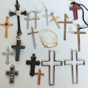 FREE/FWP 18 Vintage Cross Pendants/Earrings/etc